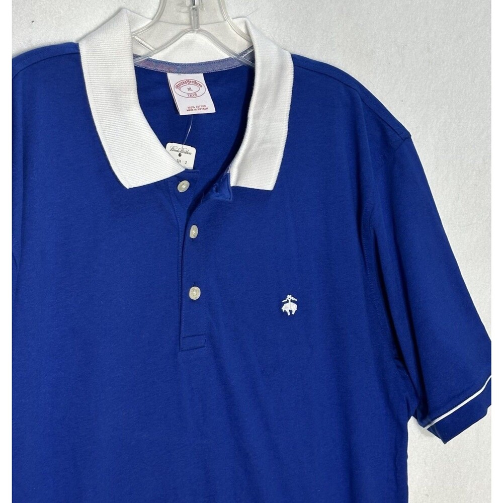 Brooks Brothers Cotton Polo Shirt Original Fit Mens Sz XL Blue with white collar